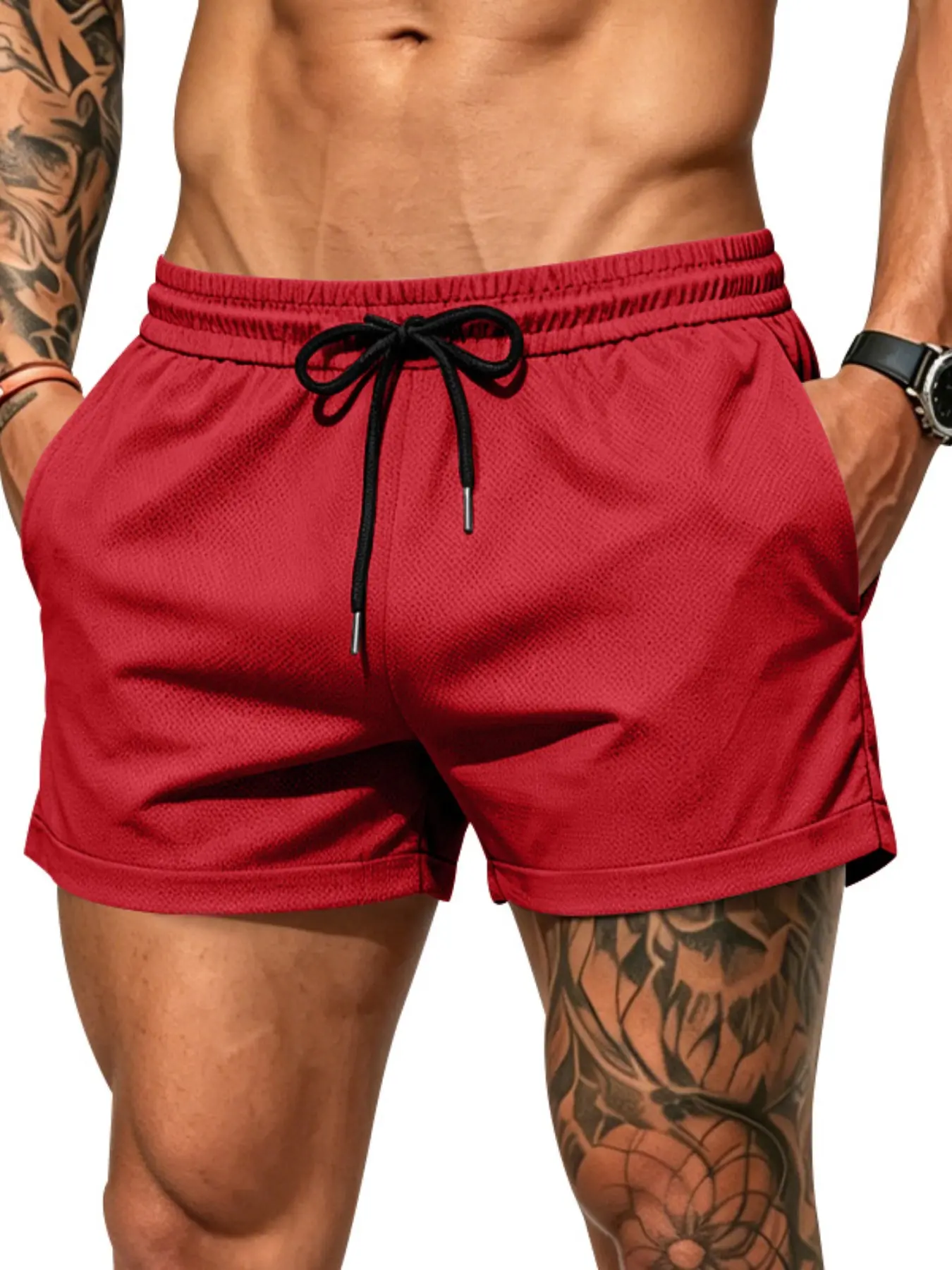 Men's Mesh Athletic Workout Shorts, Elastic Drawstring Waist Quick Dry Lightweight Short Pants with Pockets, Breathable Gym Running Training Casual Short Shorts, Performance Training Shorts