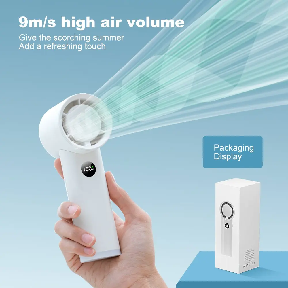 Portable Handheld Fan with 100 Wind Speeds, Mini Bladeless Design with LED Flashlight, USB Rechargeable Electric Lash Fan, Bladeless Cooling Fan
