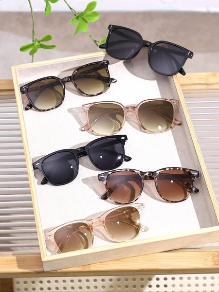 Set of 6 Unisex Stylish Oval Frame Lightweight Durable Sunglasses, Casual Vacation Eyewear for Daily Use, Versatile Summer Accessories for Men and Women