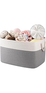 95L Extra Large Blanket Basket, 24" x 16.9" x 14.2" Woven Storage Basket for Living Room, Rectangle Nursery Blanket Storage for Toys, Towels, Dirty Clothes (Black)