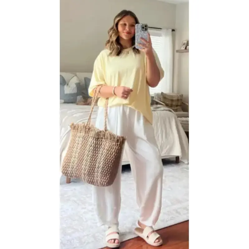 Women's Slouchy Palazzo Harem Pants with Pockets, Baggy Fit Trousers with Elastic Waist and Wrap Hem for Holiday Beach Yoga, Crop, Halloween, Pants For Women, Flat, Multi-Pocket Design Pants