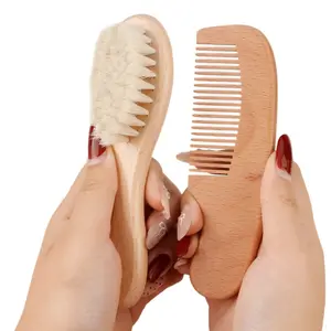 Versatile Wool Brush and Handcrafted Wooden Comb: Excellent Tool for Thorough Scalp Cleansing, Untangling Knotted Hair and Mild Combing Experience