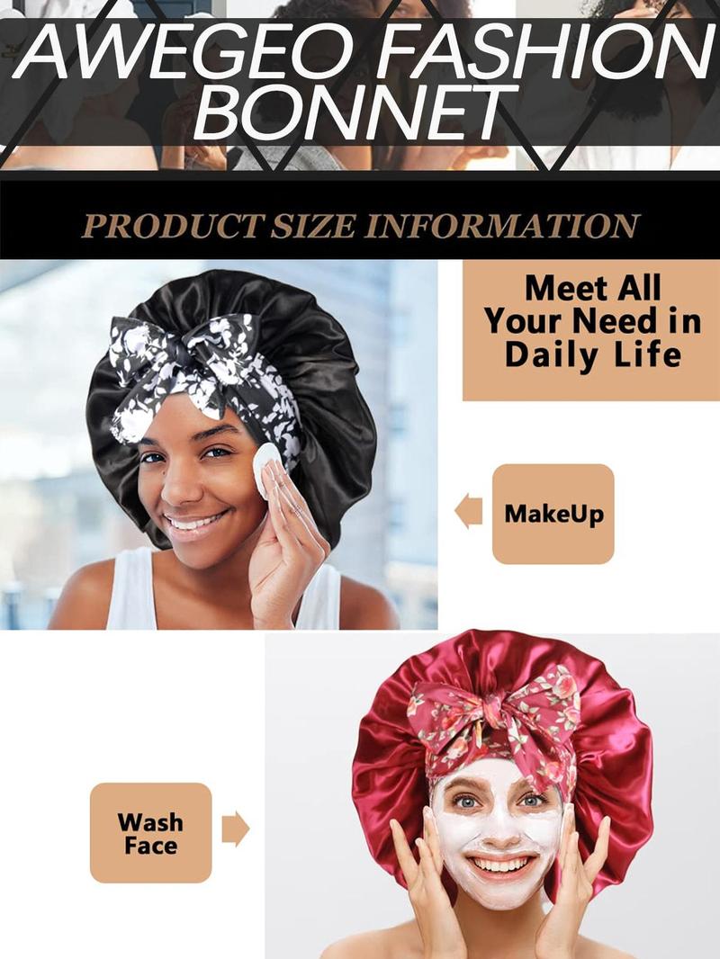 Women's Bow Decor Satin Sleeping Bonnet, Casual Comfortable Hair Care Bonnet, Soft Sleeping Bonnet for Women & Girls, Bonnets for Sleeping