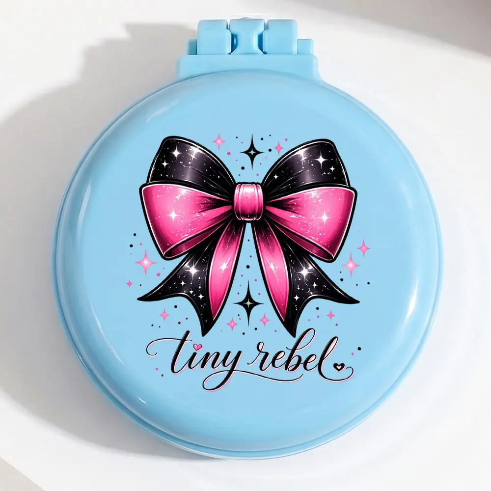Circular Air Cushion Comb, Powder Glitter Bowknot Design, Foldable Travel Hair Brush, Portable Mini Size, Ideal Birthday Gift, Fashion Bouncy Comb