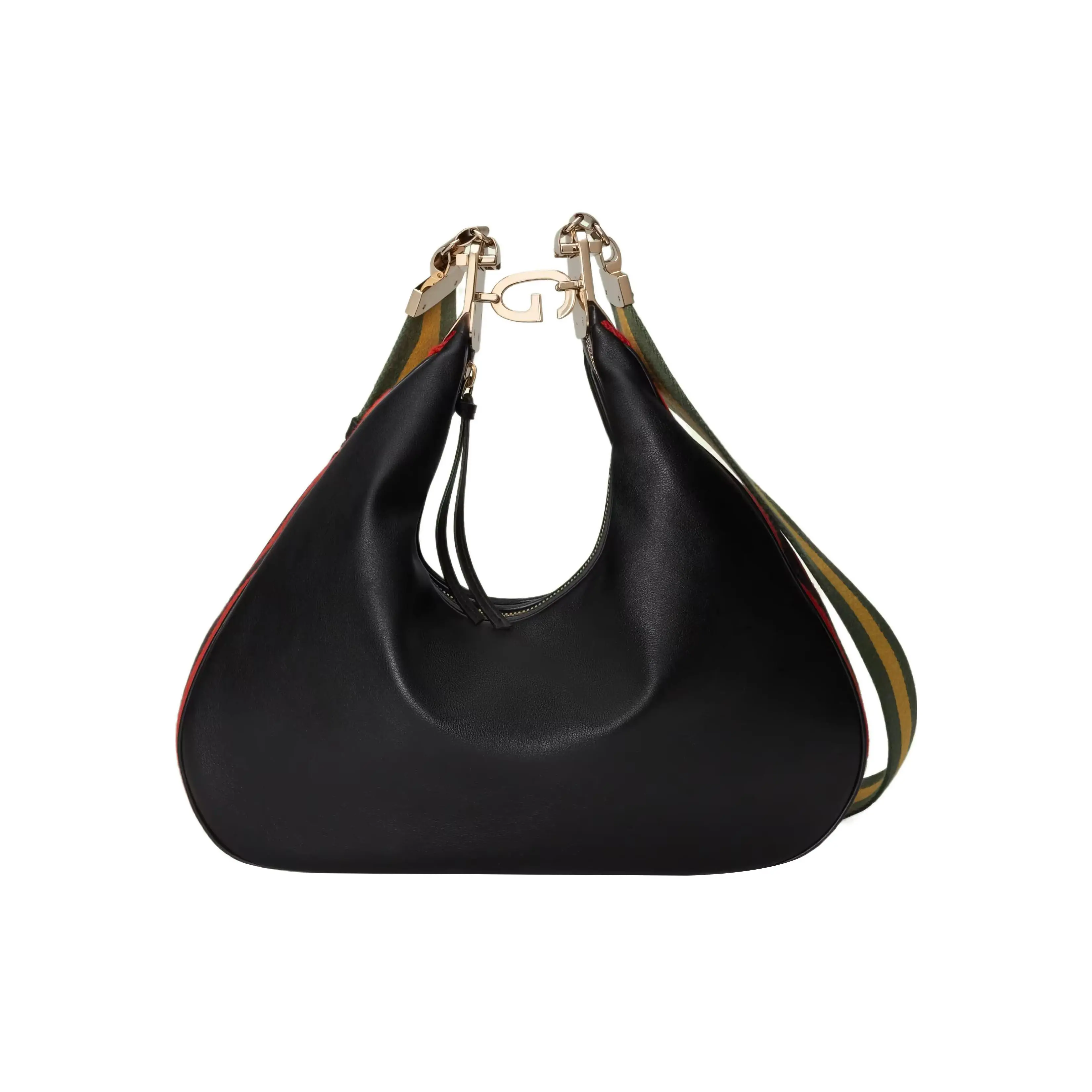 Gucci Attache Series Detachable Woven Strap Crossbody Shoulder Bag for Women in Black with Gold-Tone Hardware