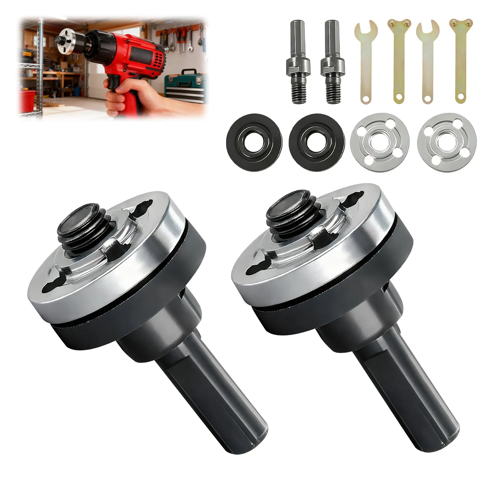 10Pcs Electric Drill Angle Grinder Connecting Rod Set - 2 Sets of Drill Arbor Mandrel Adaptors for Converting Electric Drill into Angle Grinder, Compatible with 10mm to 13mm Drills