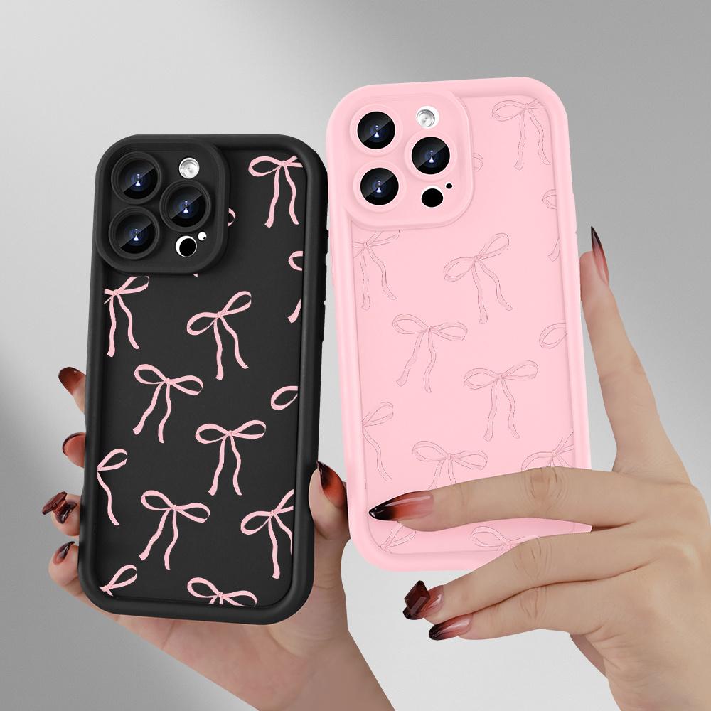 Bowknot 2026 New Style Beautiful and Interesting High-end Phone Case Compatible with iPhone 17 Pro Max 16 16e 15 14 Plus 13 12 Mini 11 Air XR X XS Pattern TPU Lens Protection Durable Soft Cover Gift Screen Protector