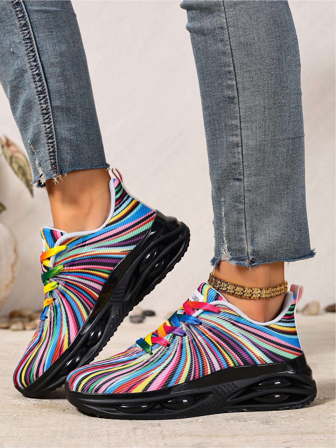 Women's Lace-Up Colorful Jelly Platform Sneakers - Lightweight Breathable Casual Shoes for Outdoor Sports & Daily Wear