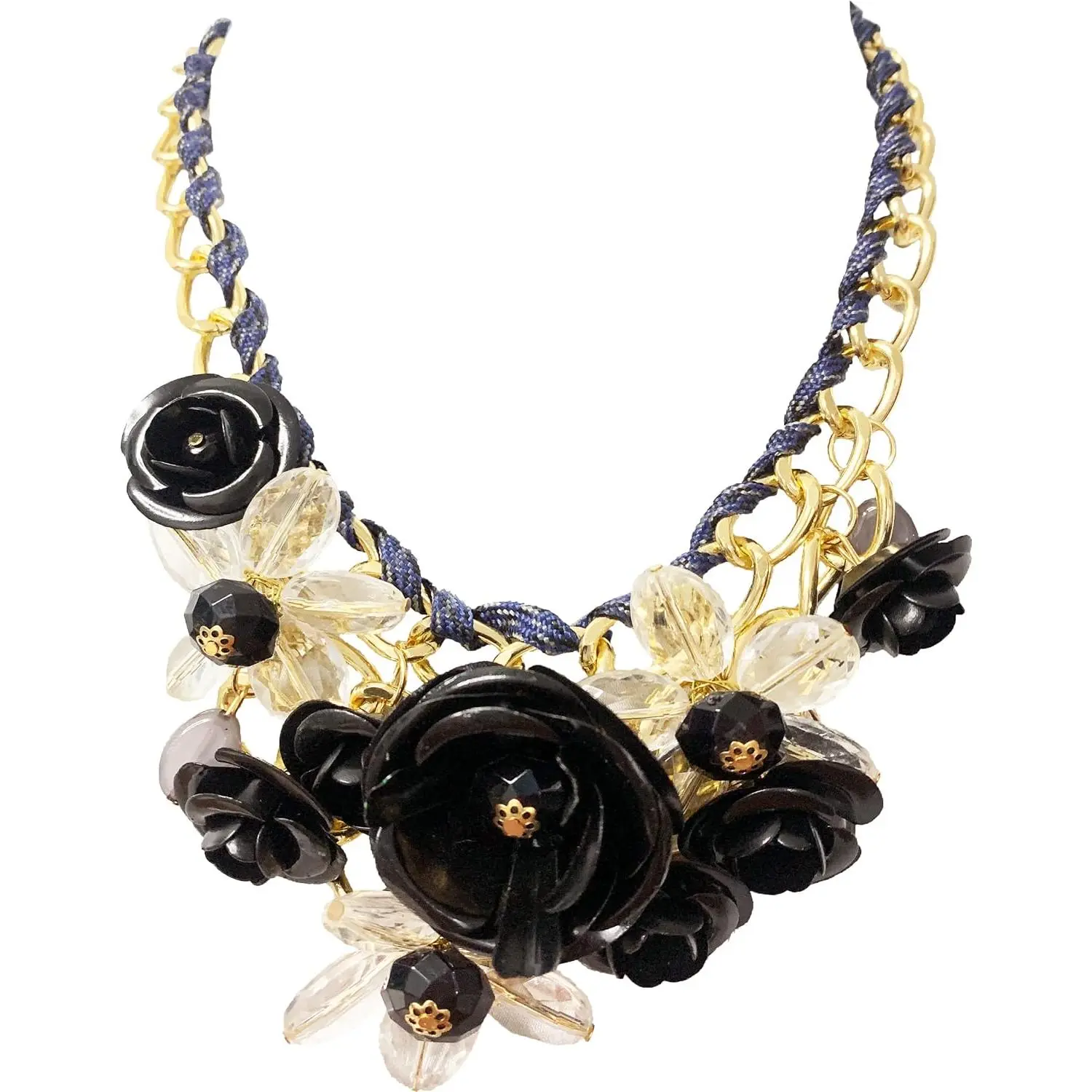 Women's Chunky Flower Bib Jewelry Set, Adjustable Fit, Bib Neckline, Female Wear for Prom Party