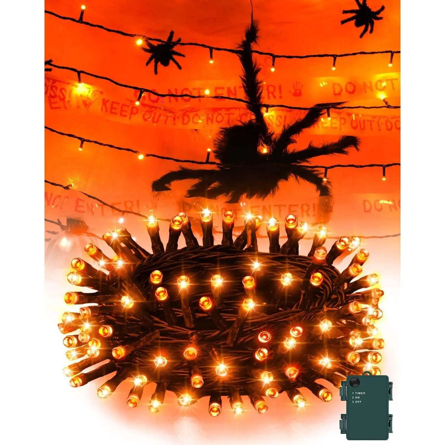 Halloween String Lights  Operated, Orange Fariy Lights with Timer  9.8ft 30 LED Halloween Decorations for Outdoor Indoor Patio Party Garden Yard Decor