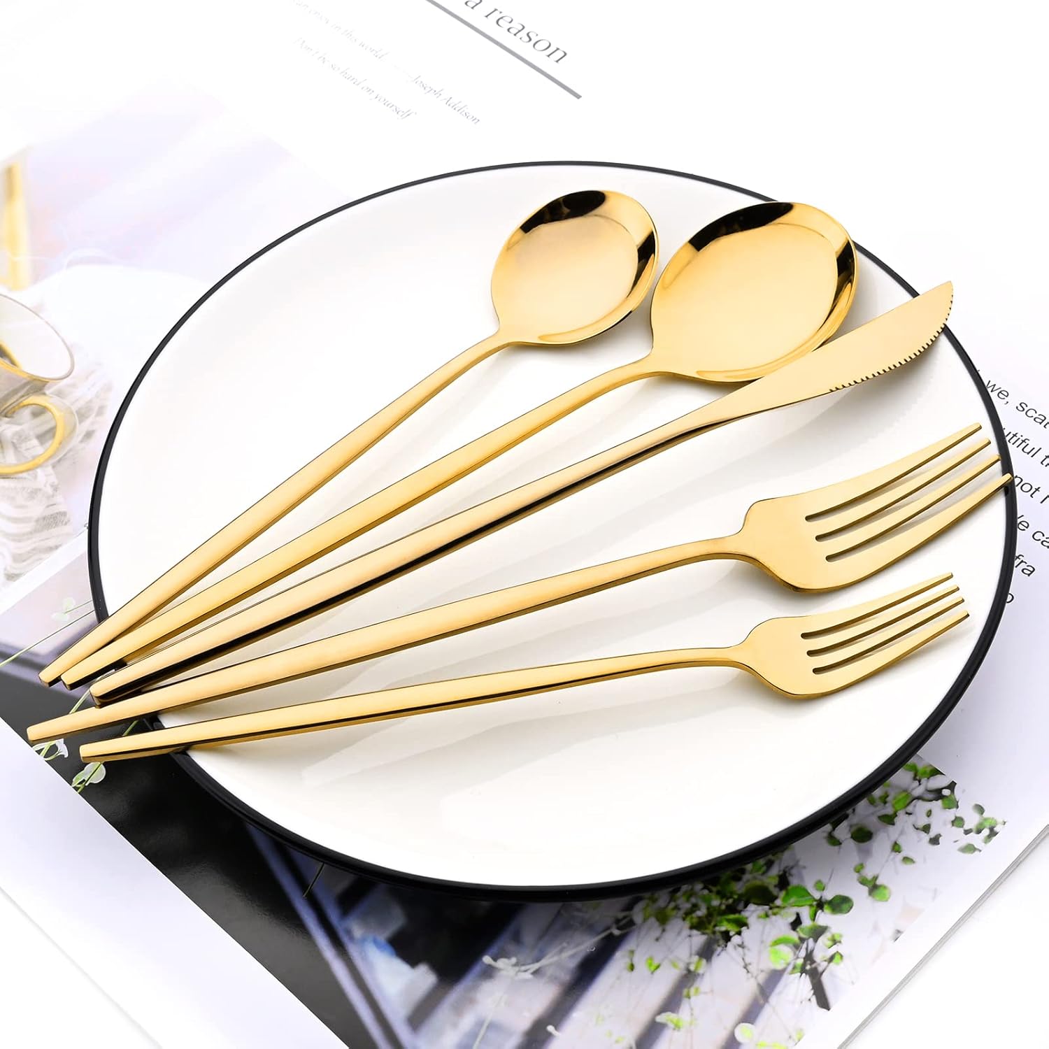 Stainless Steel Cutlery Set, 30pcs/set Including Knife, Fork & Spoon, Dishwasher Safe Tableware Set for Home Kitchen Dining Room