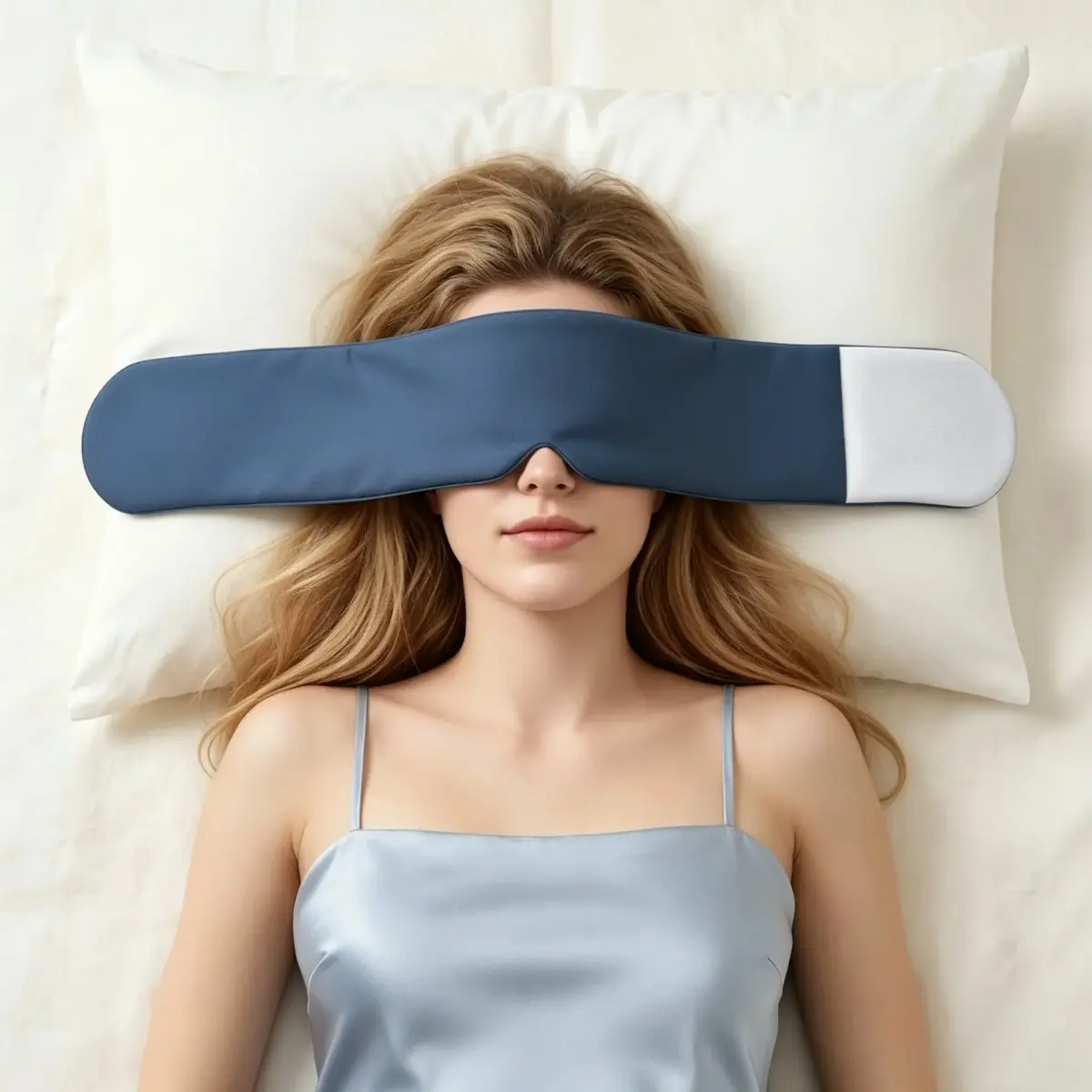 Cozy Loungewear Aesthetic Vibe Strapless Weighted Sleep Mask for Unisex, Relaxing Full Coverage Accessory with Light Blocking Contour for Daily Rest, Travel, and Evening Use