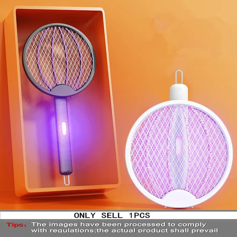 Foldable Electric Fly Swatter, Rotating Mosquito Killer, Portable 2-In-1 Pest Control, USB Rechargeable, 1200mah Battery, Indoor Outdoor Use