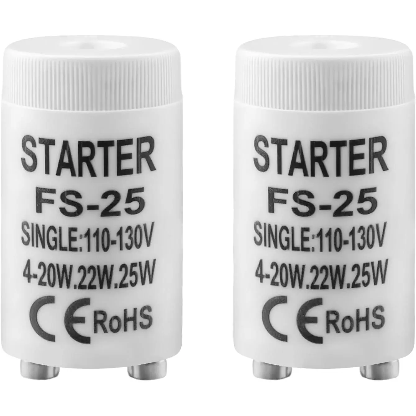 FS-25 Fluorescent Light Starter for 18W-25W Fluorescent Lamps | Fs-25 Fluorescent Starter for Indoor/Outdoor Fixtures Compatible with Leviton FS-25 Starter - 2 Pack