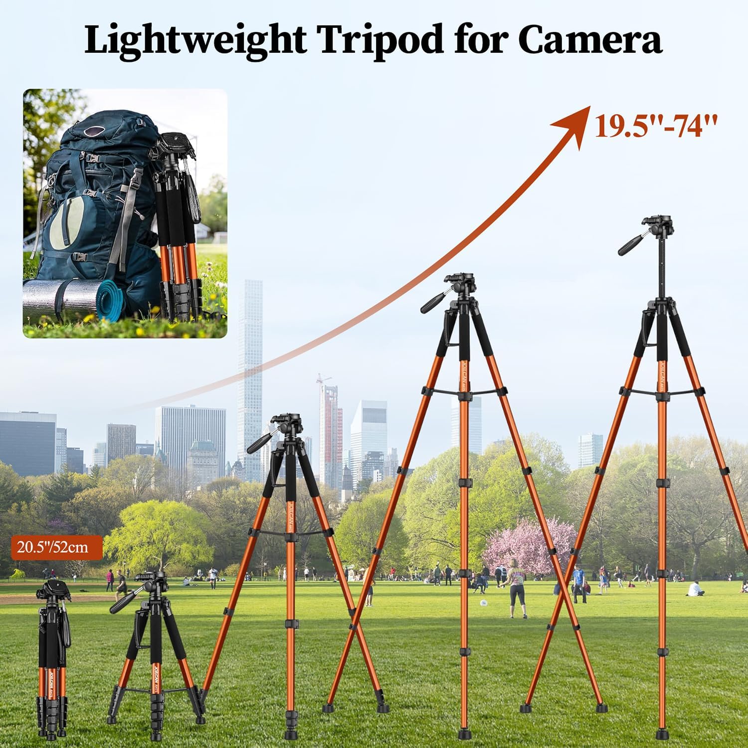 Tripod Camera Tripods, 74" Tripod for Camera Cell Phone Video Photography, Heavy Duty Tall Cameras Tripod Stand, Professional Travel DSLR Tripods Compatible with  , Max Load 15 LB