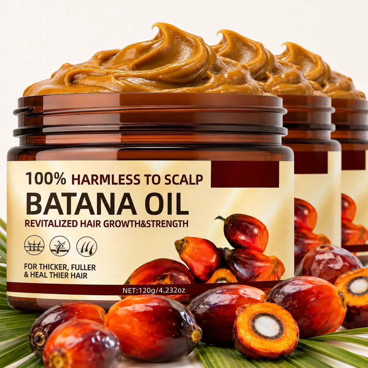 Pure Organic Batana Oil (Dr. Sebi Inspired) for Hair Growth with Coffee Extract & Rosemary - Thickening & Nourishing Treatment Hair Growth Serum Haircare Supplement Moisturizer Smooth Hydrate