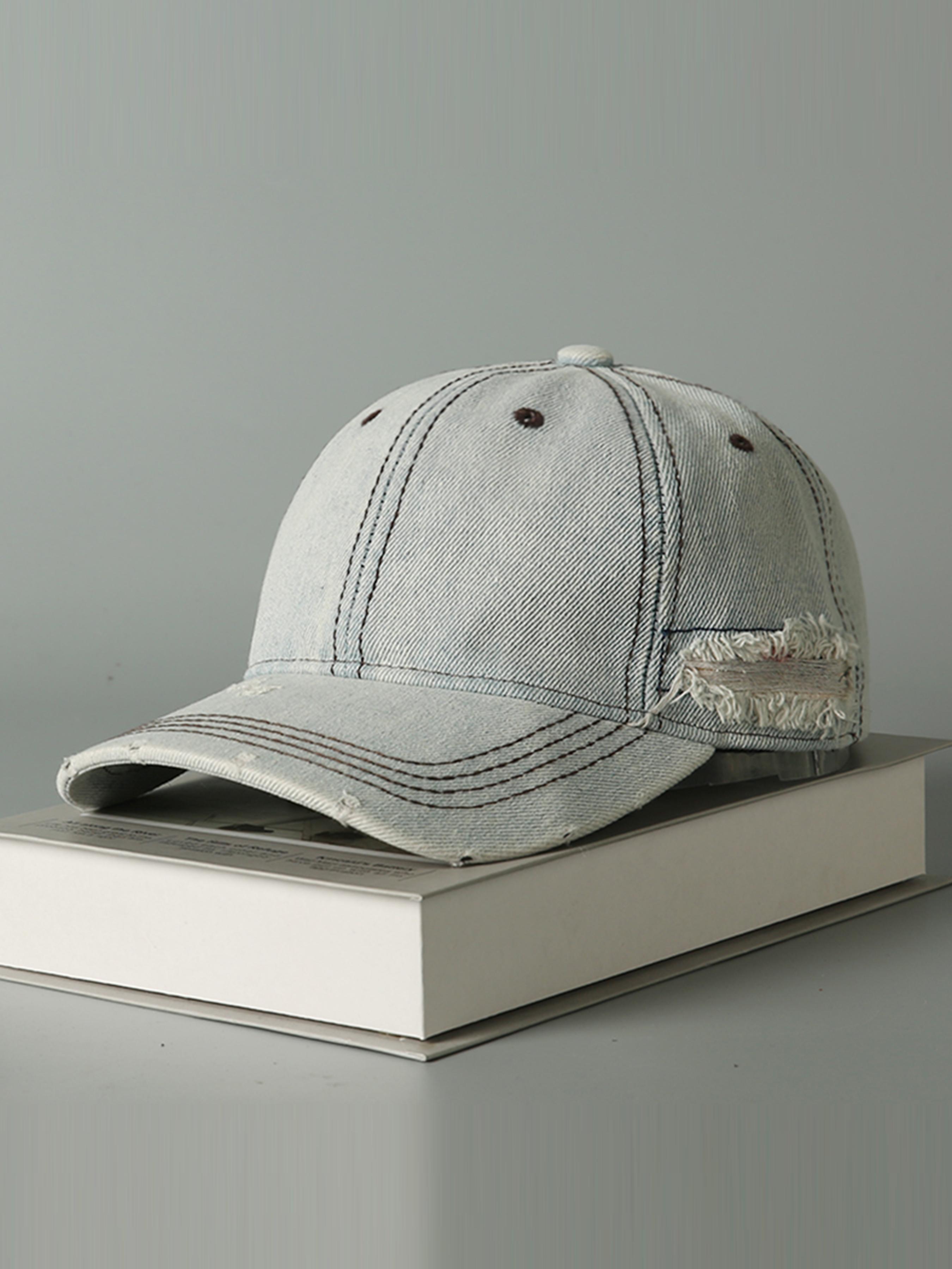 Fashionable Vintage Denim Baseball Cap, Casual Wash Distressed