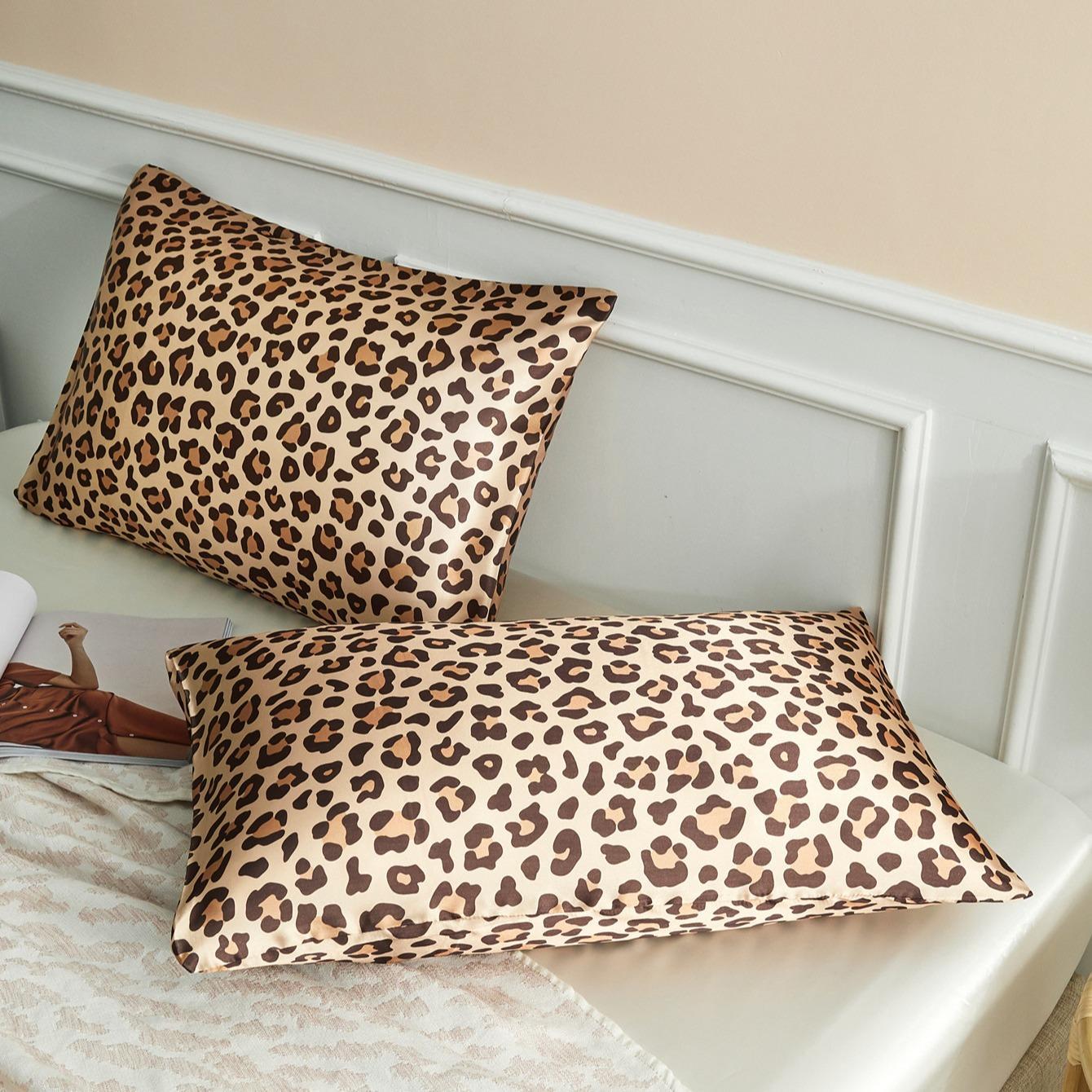 Leopard Print Pillowcase, 2 Counts Soft Comfortable Pillow Cover without Filler, Pillow Protector for Home Bedroom Dormitory Decor, Leopard Print Bedding