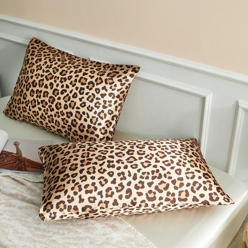 Leopard Print Pillowcase, 2 Counts Soft Comfortable Pillow Cover without Filler, Pillow Protector for Home Bedroom Dormitory Decor, Leopard Print Bedding