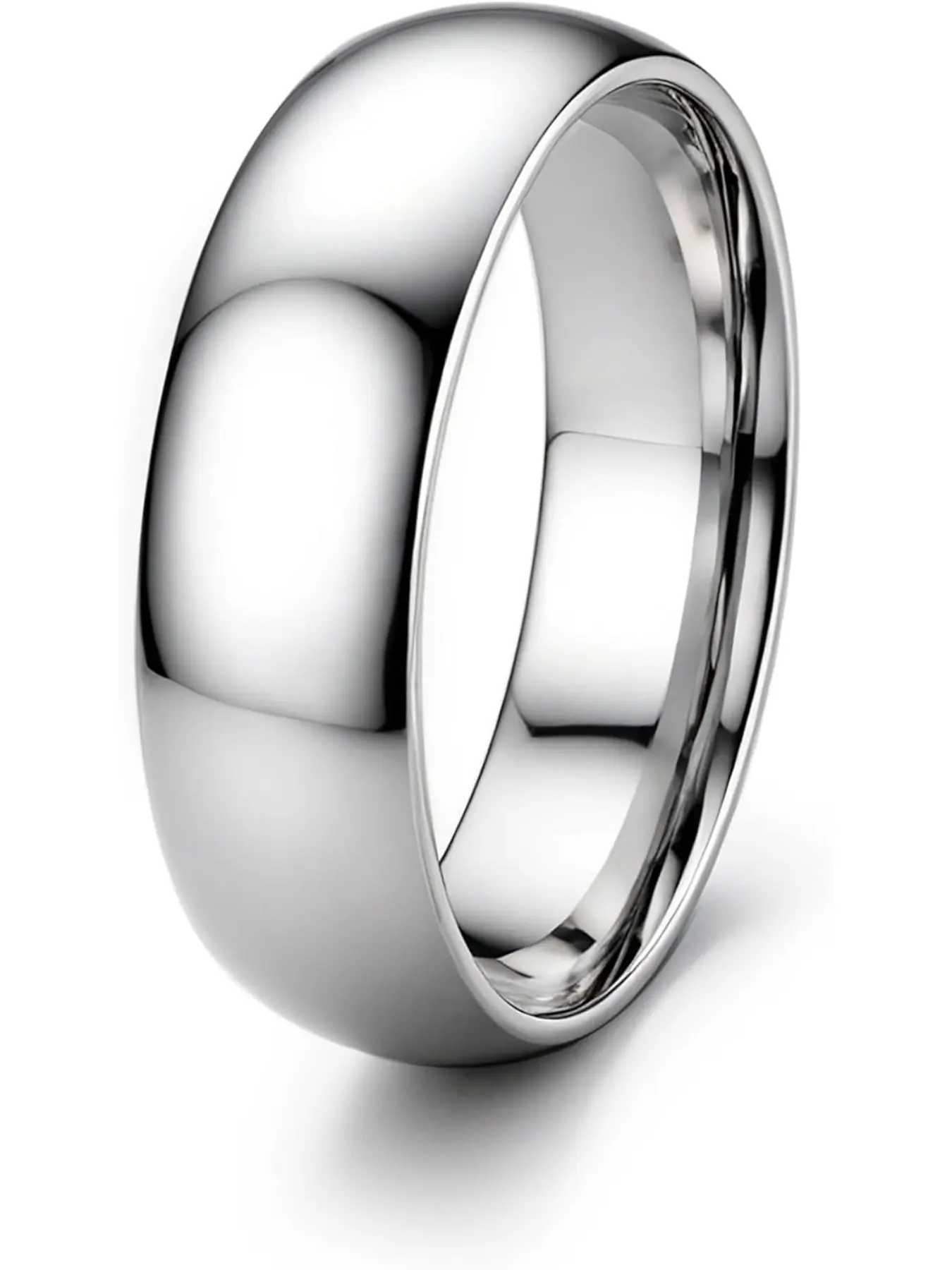 Stainless Steel Rings for Men & Women, 6mm 8mm Engagement Wedding Band, Silver Color, Domed High Polished, Comfort Fit Sizes 6-14