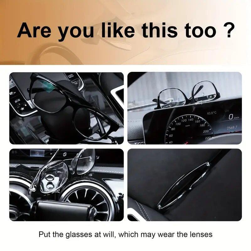 Car Sun Visor Sunglasses Holder, 1 Count Magnetic PU Leather Sunglasses Holder & Bill Card Holder, Car Organizer, Car Storage Organizers, Universal Car Interior Accessories