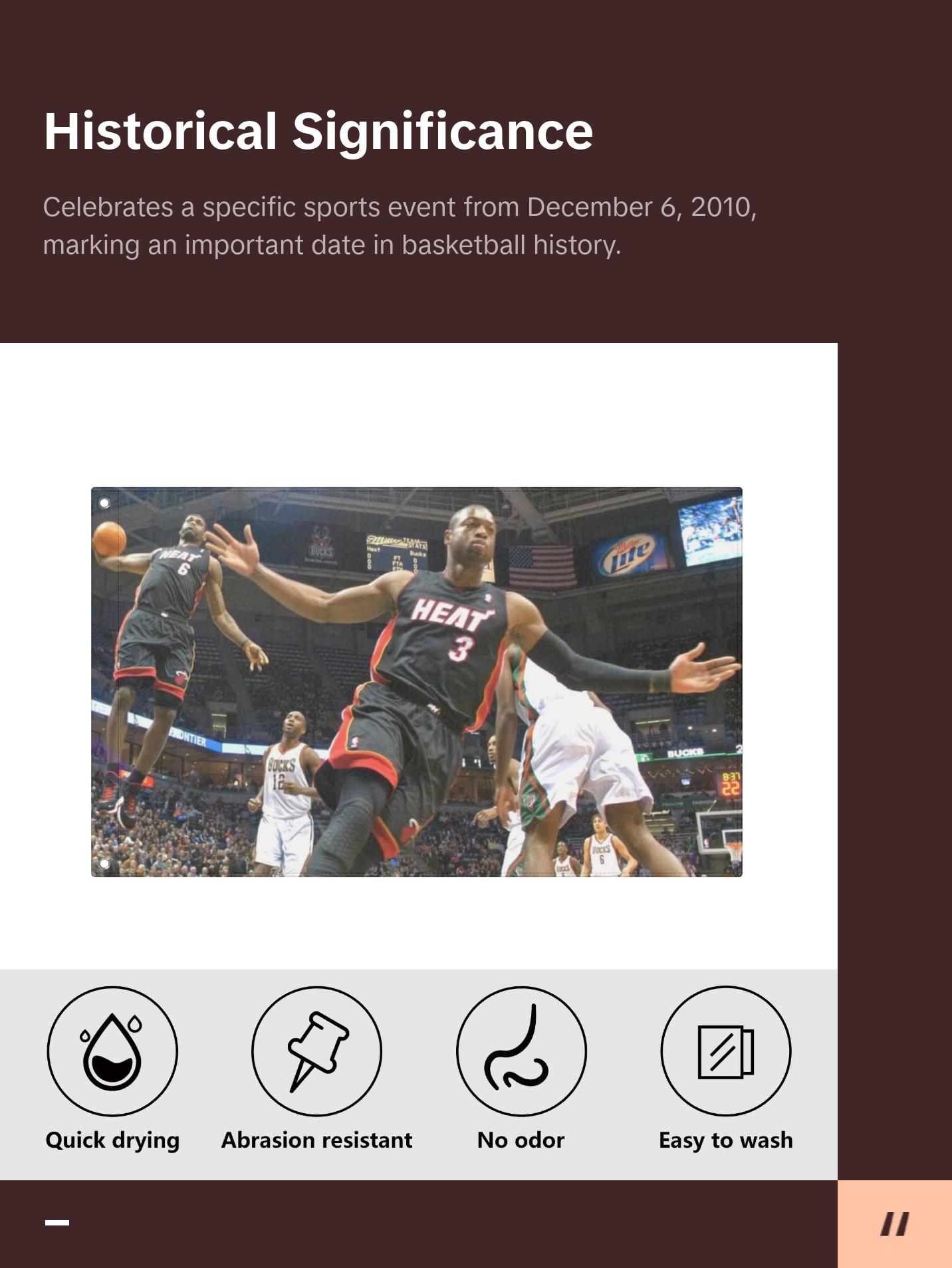 LeBron James & Dwyane Wade 2010 Iconic Moment Wall Flag - Celebrate Sports History with Teamwork Excellence and Collaboration Tribute Decor Tapestry Bedroom Dorm Wall