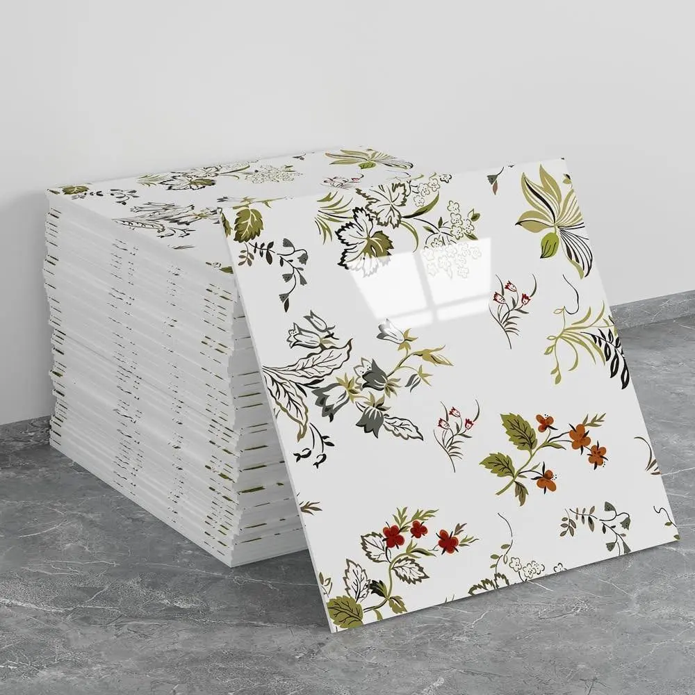 20pcs Floral Marble PVC Self-Adhesive Shower Wall Panels, Waterproof Moisture-Proof, 11.8x11.8 Inches, DIY Renovation Decor for Bathroom Kitchen