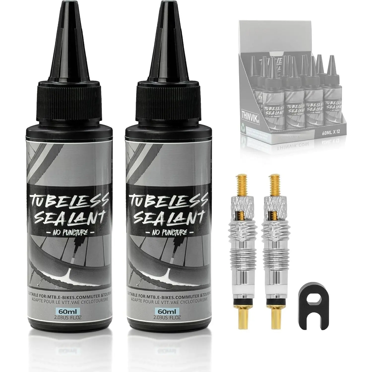Tubeless  Tire Sealant 60ML(2oz)*2/4/6 Bottles No Puncture Hassle and Leak Prevention for Road  MTB CX and Gravel  Tyres Sealant