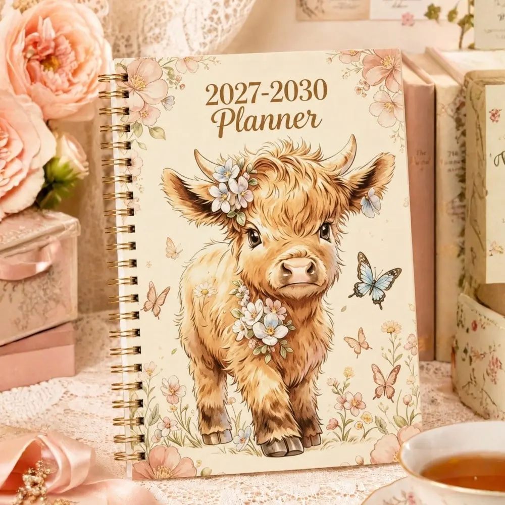 2027-2030 Monthly Planner, Highland Cow design, 48-Month Calendar Planner Notebook Monthly/Weekly/Daily Planner 2027 Long-Term Schedule Book, Suitable For Goals, Work Meetings, School Schedules, Appointments And To-Do Lists, Back To School Supplies Office