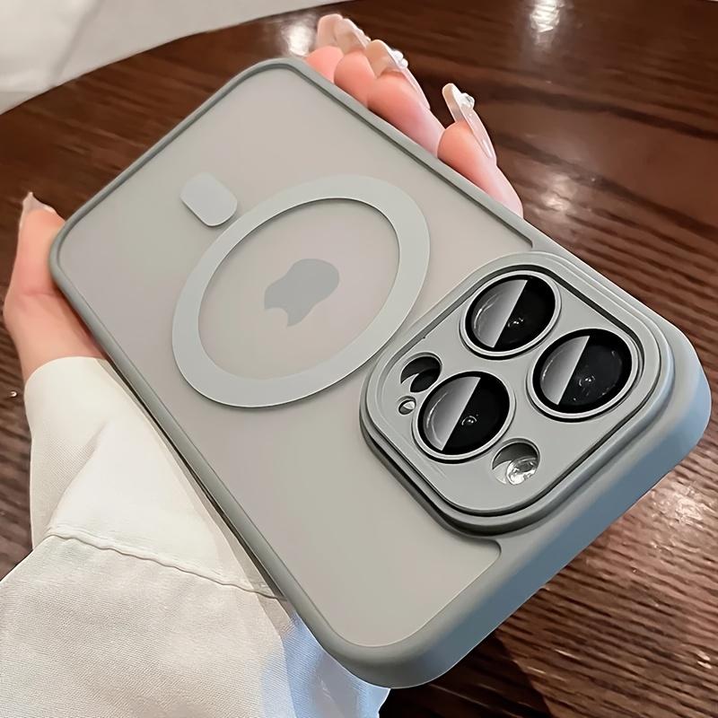 Luxury Magnetic Wireless Charging soft Phone Case for iPhone 17 16 15 14 13 12 11 Pro Max plus Matte Translucent Hard Pc Armor Shockproof Camera Lens Case