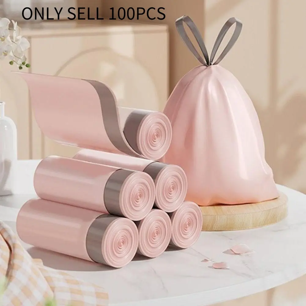 Drawstring Trash Bags 100 Count, Thick Leak-Proof Disposable Garbage Bags, Kitchen Bathroom Home Use, Non-Toxic
