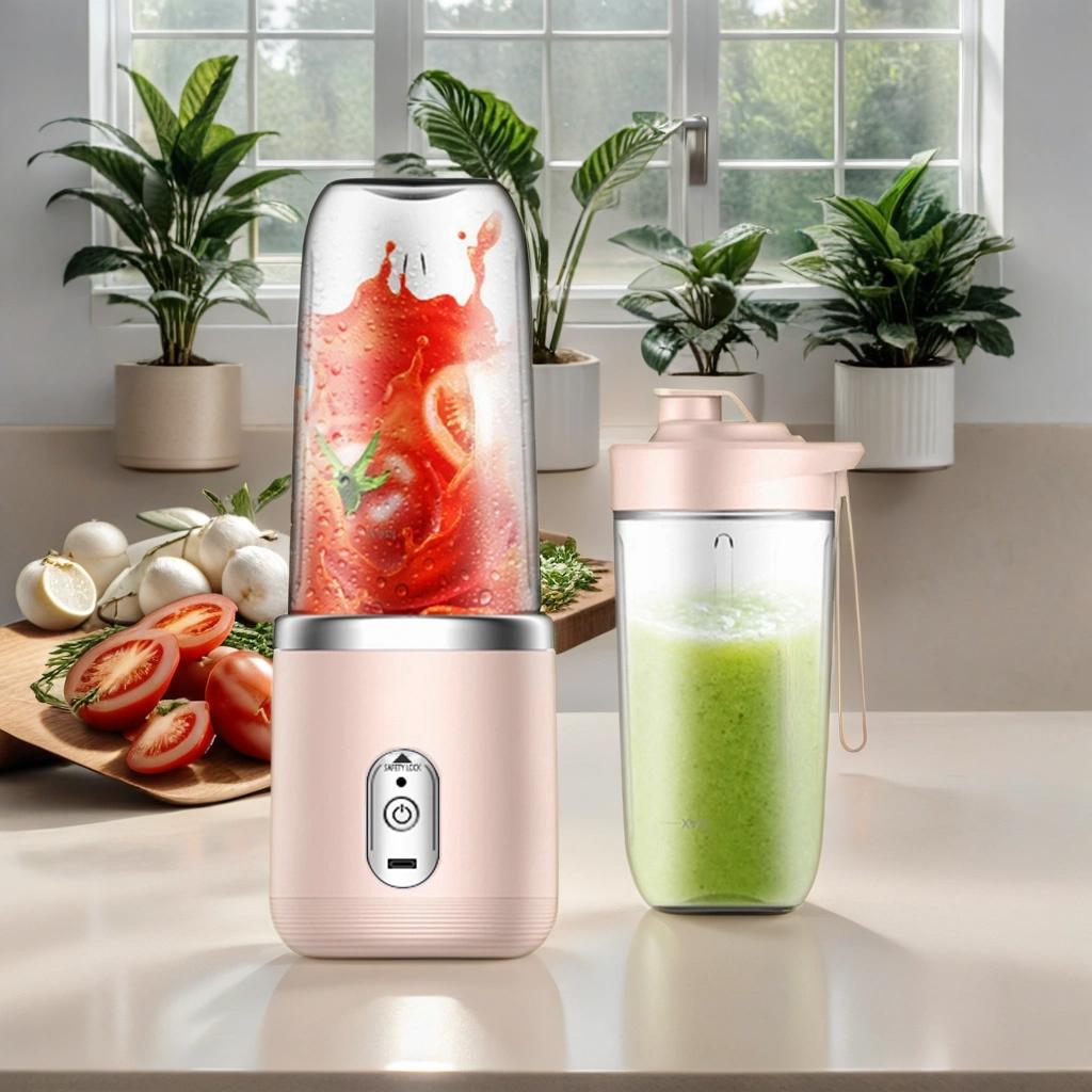 Portable Wireless Automatic Juicer Machine, Electric Juice Maker with Dual Cups and Sports Lid, Ideal for Home Outdoor Camping Kitchen Gift
