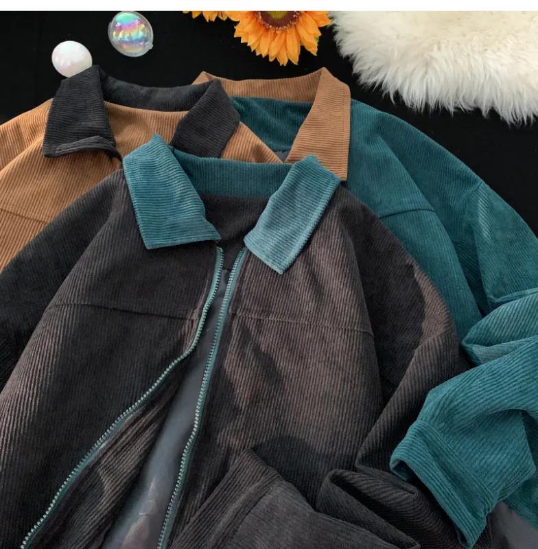 Kyn Apparel 2026 Autumn Corduroy Cargo Jacket For Men Bomber Jacket Windbreakers Zipper Coats Loose Cargo Outwear Casual Jacket Mens Clothes