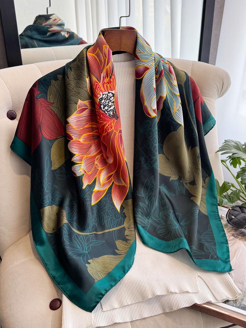 Women's Floral Print Scarf, Fashionable Hair Accessories for Daily Wear, Casual Versatile Scarf for Women & Girls