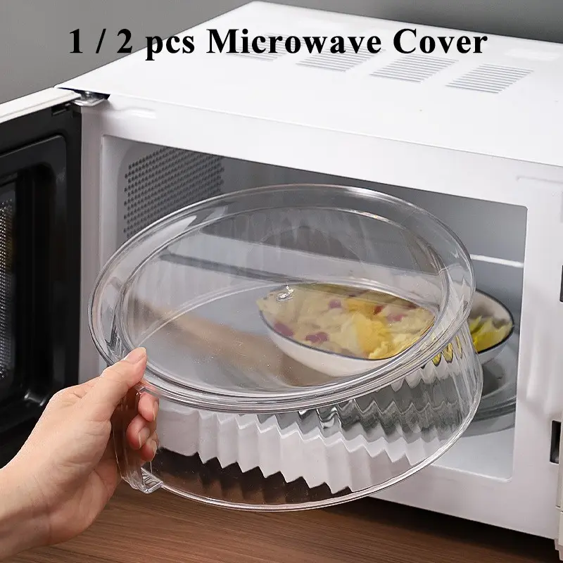 1/2PCS Multifunctional Kitchen Accessories Kitchen Tool Microwave Splatter Cover, Heat Resistant 200°c, Reusable Insulating Lid for Vegetables, Fruits, Dishes, Camping, Outdoor BBQ, Dishwasher Safe