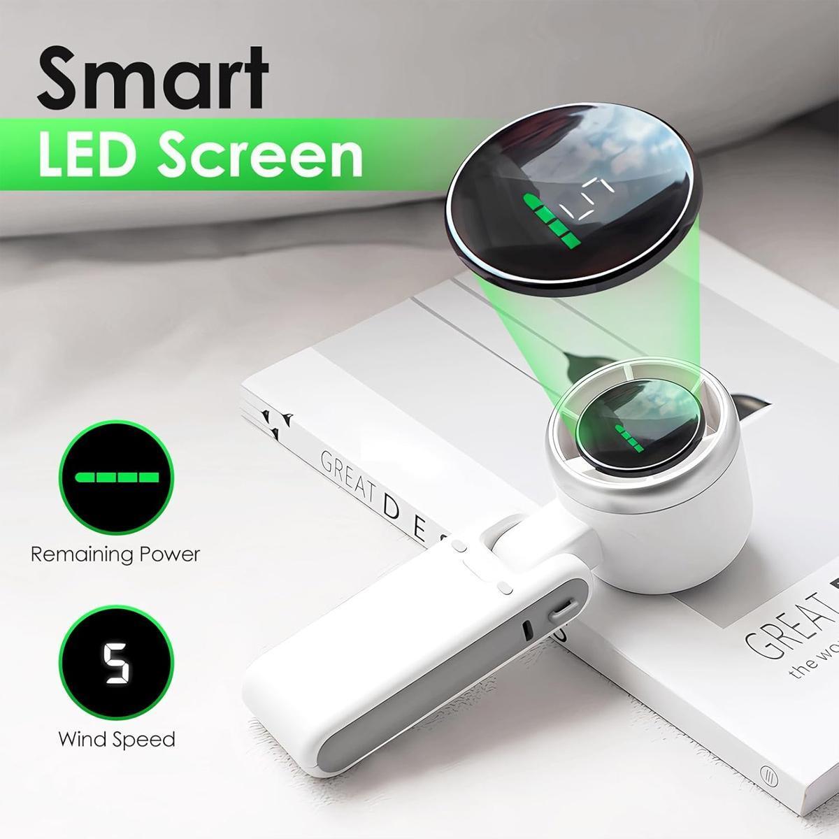 Portable Handheld Turbo Fan, 5 Gear Wind, Battery Operated, Up to 12 Working Hours, 3 IN 1 Hand Fans with Air Turbo Tech Cooling Fan for Outdoor Activities, Travel, Beach