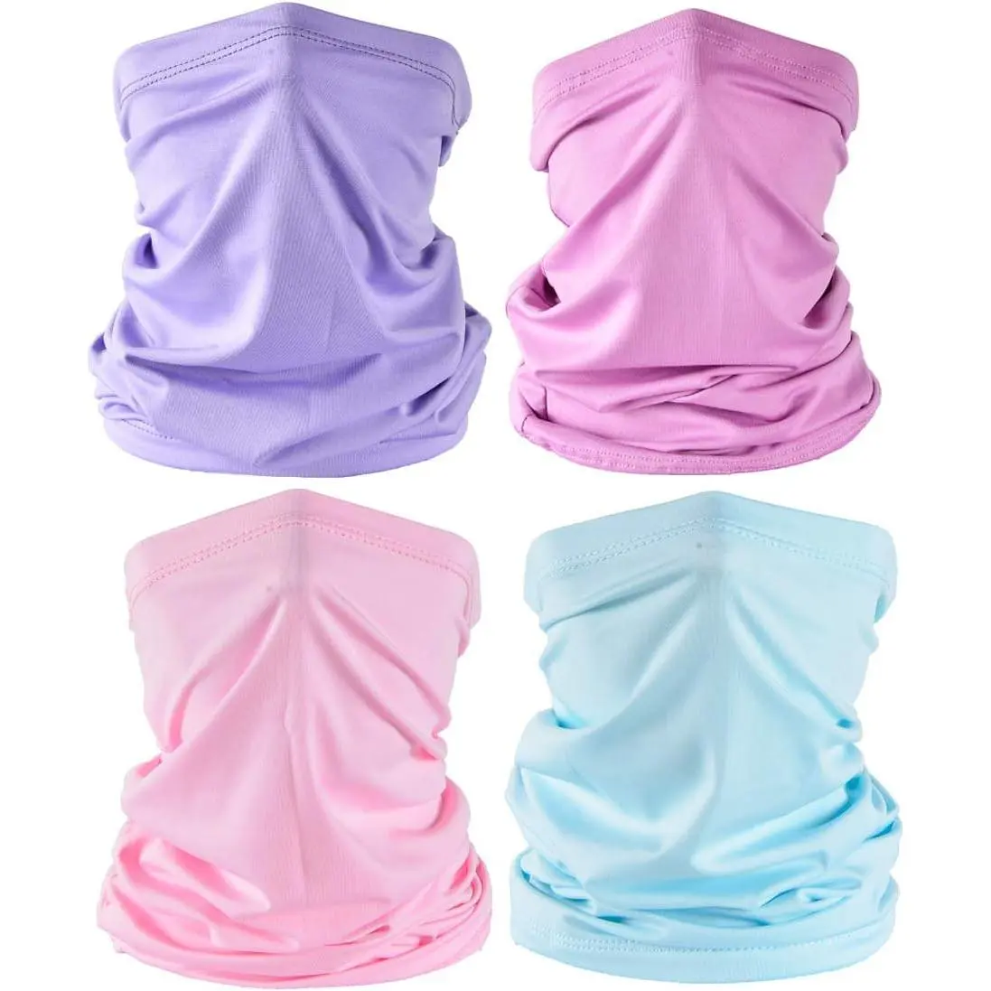 4 PCS Unisex 1-Size Sporty Face Covers & Mask, UV Sun Protection Breathable Summer Cooling Neck Gaiter, Dust-Wind Protection Scarf Bandana Balaclava for Running Fishing Hiking