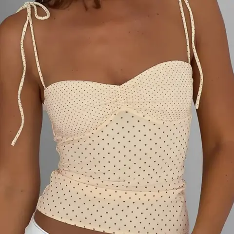 Women Summer Sexy Sleeveless Party Club Beach Vacation Polka Dot Bodycon Elastic Fitted Tank Top Camis