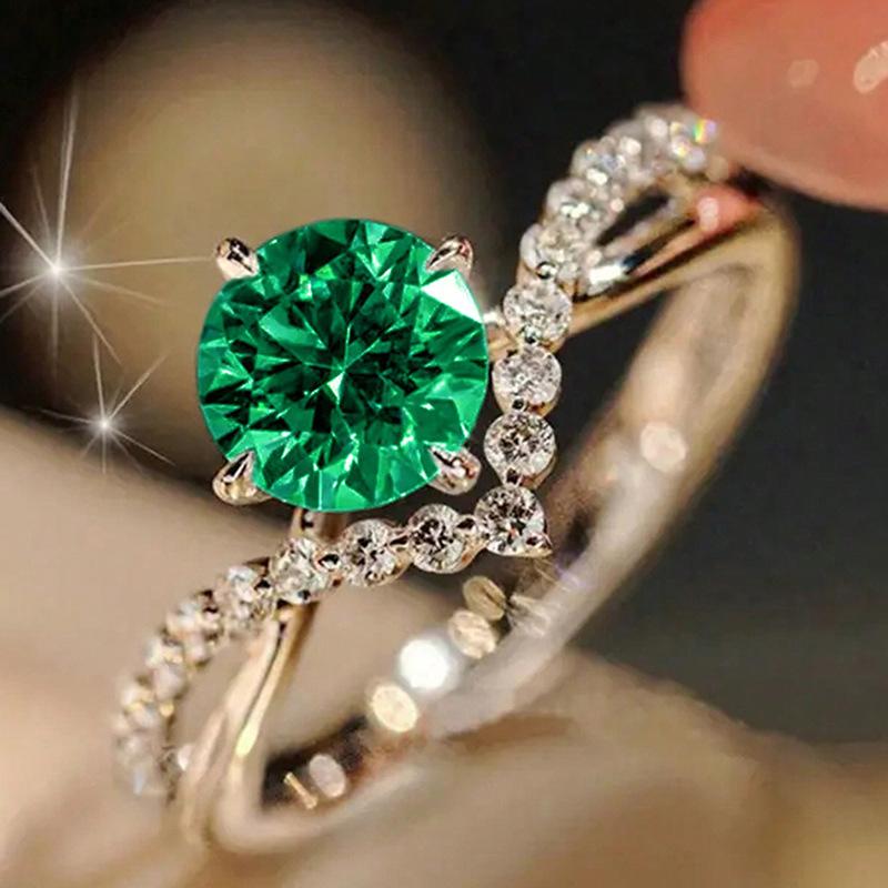 4-Prong V-Band Twisted CZ Engagement Ring | Luxury Gold Plated Wedding Band for Women