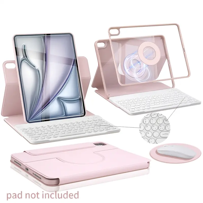 SPALLO Magnetic Spanish Ñ Keyboard Case, Wireless Tablet Keyboard, Includes Keyboard, for iPad A16 11th, 10th Gen, Compatible with iPad Pro M5 2025 & iPad Air 7th 2024, 6th, 5th Gen - 360 Rotatable Detachable Keyboard - Backlit Wireless Keyboard Case