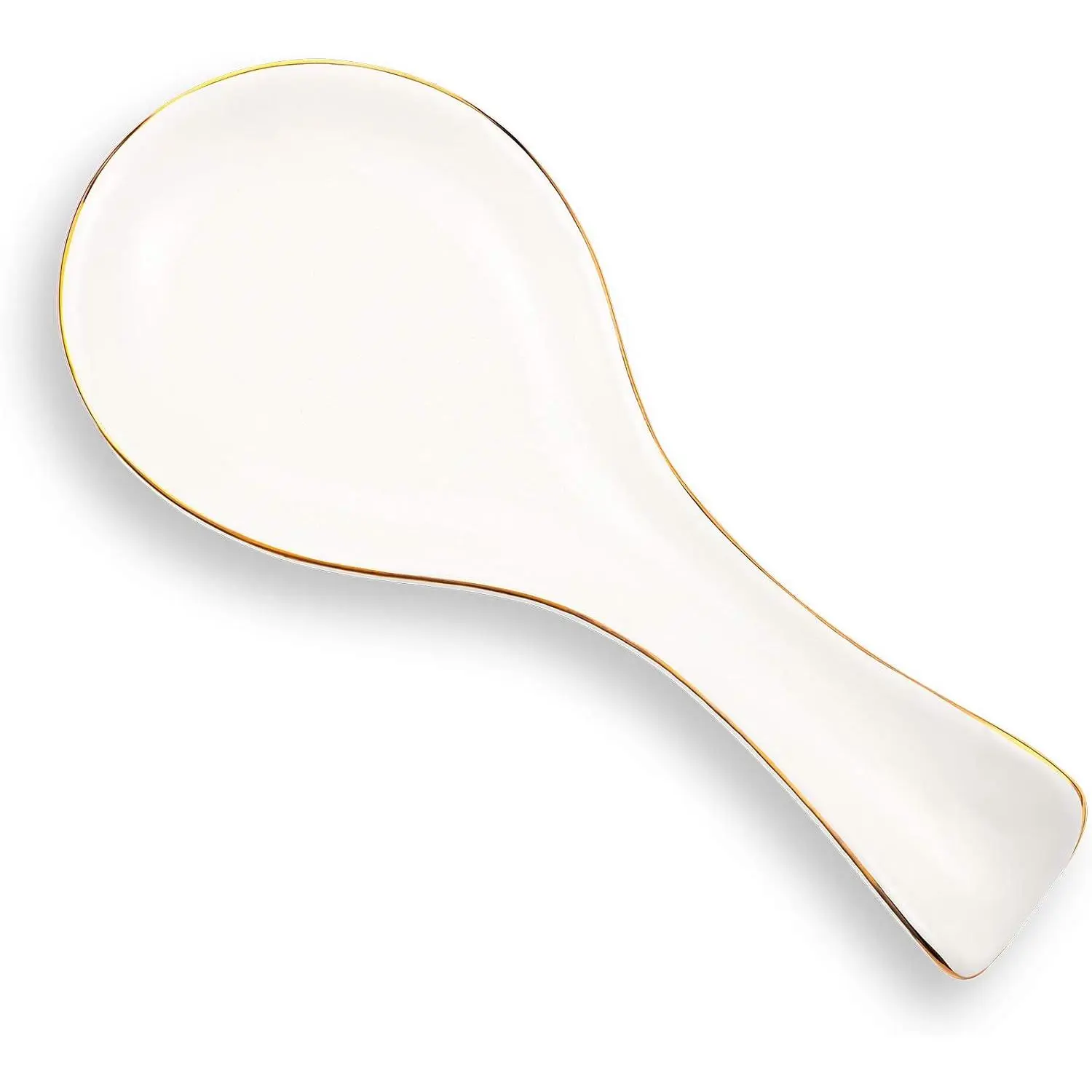 Ceramic Spoon Rest Spoon Holder Stovetop for Kitchen Stove Coffee Bar Accessories Christmas (White with  Brim,Classic Style)
