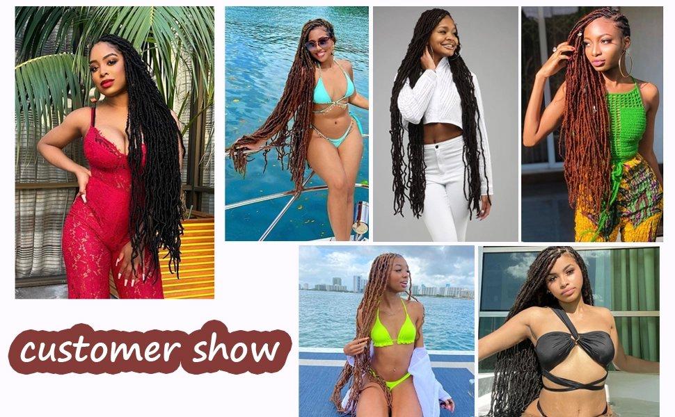 THE WELL KEPT 7 Packs Soft Locs 36 inch Goddess Locs Faux Locs Crochet Hair for Black Women Whole Strand Pre-looped Long New Locs Crochet Natural Black Locs Curly Braiding Hair Extension