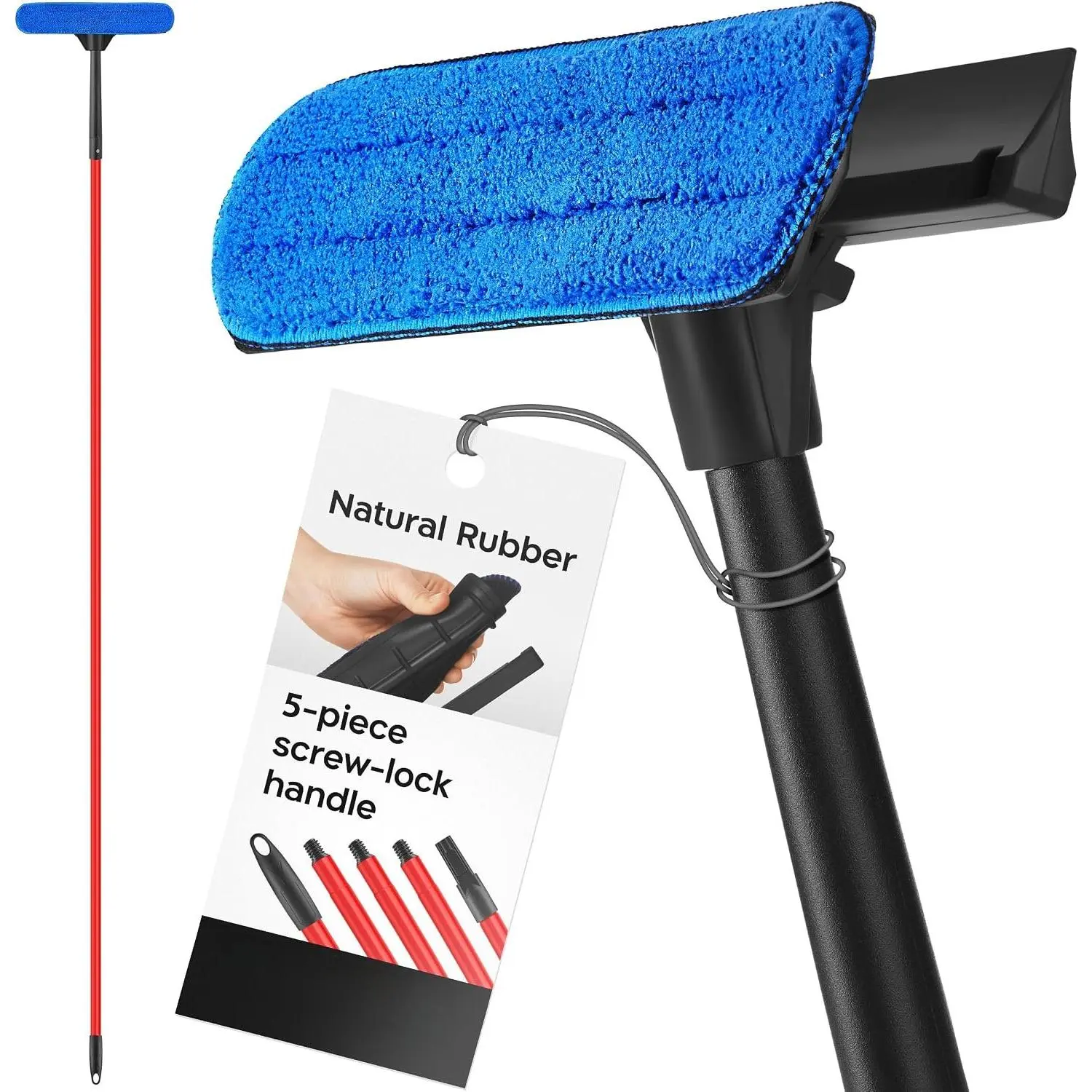 Windows Washing Kit with Extension Pole | 12"-80" 5-Part Handle | | 2-in-1 Professional Telescopic Window  for  | Indoor & Outdoor Window Cleaner Tool for High Windows & Glass