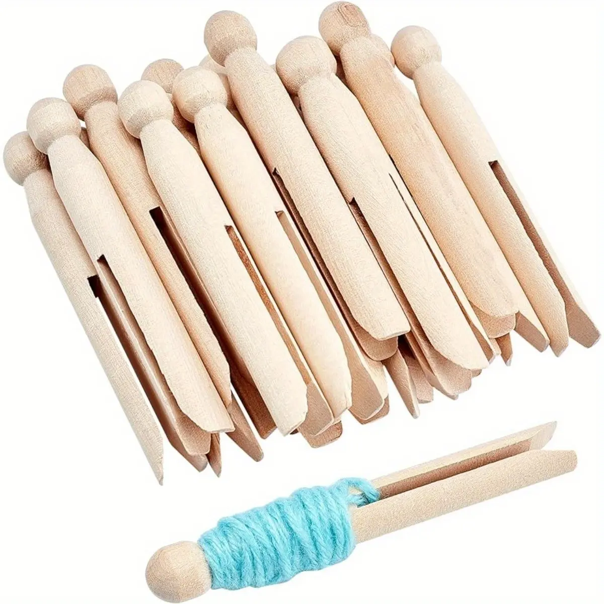 10-Pack 4-Inch Wooden Spool Winder, Manual Fiber Reel Organizer, Wood Spindle for Wool Winding and Storage, Handheld Craft Tool