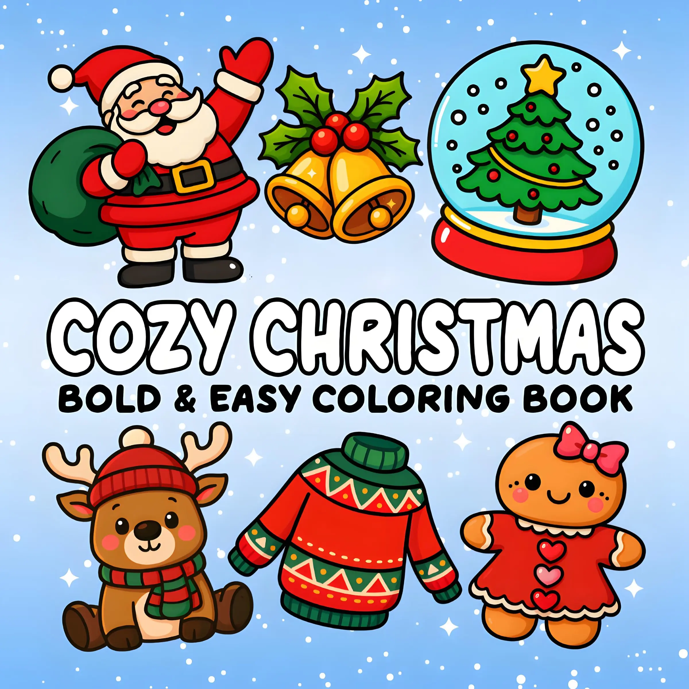 Cozy Christmas Bold & Easy Coloring Book, Festive Holiday Xmas Illustrations, Stress Relief Aesthetic Coloring Book for Kids Teens Adults, Relaxing Winter Hobby Activity Book,The best gifts for returning to school and holidays