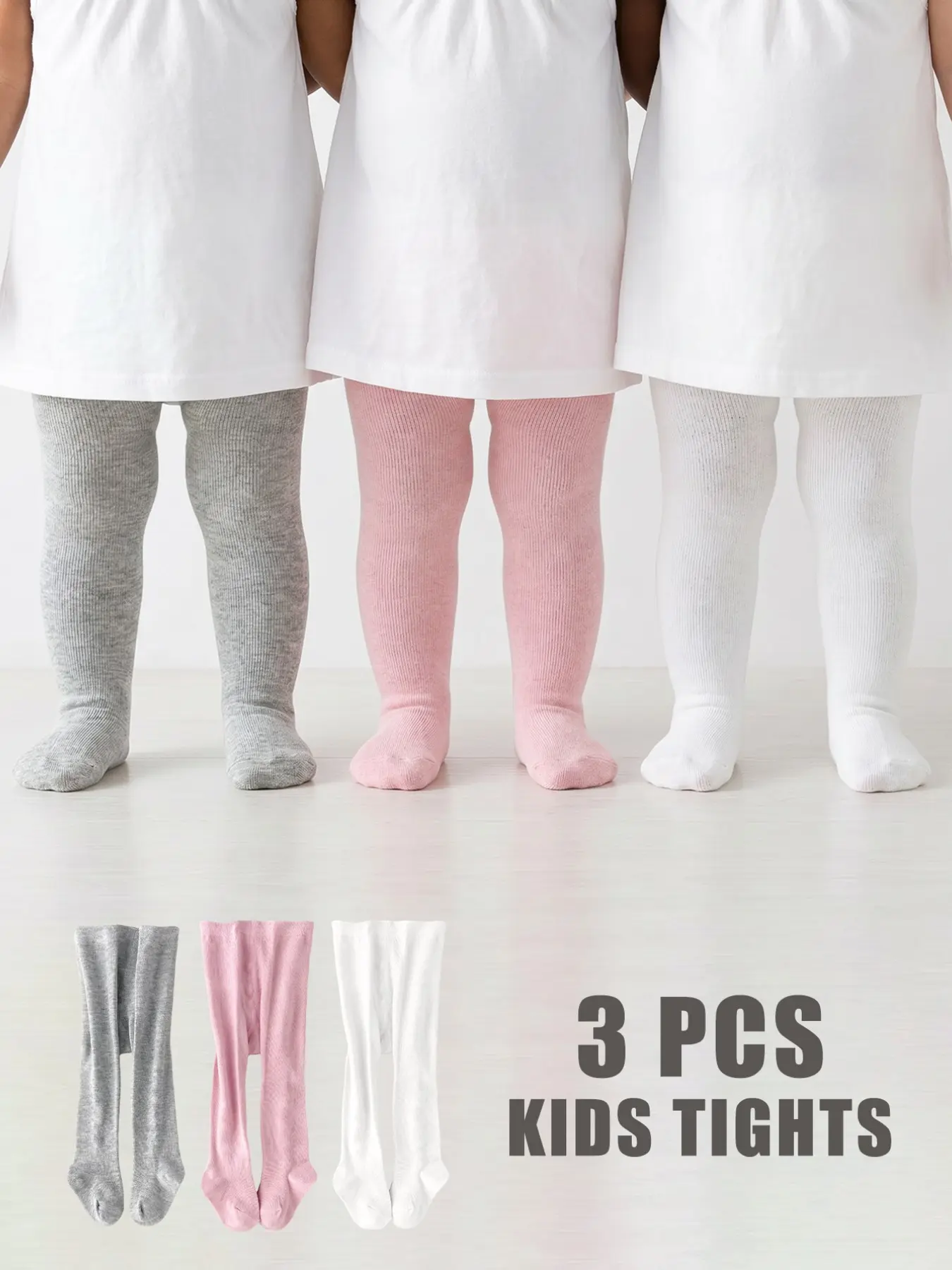 3 PCS Infant Baby Girls Leggings Solid Color Tights High Elastic Soft Daily Wear