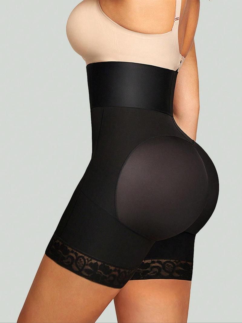 Women's Contrast Lace Adjustable Hook & Eye Closure Shapewear Shorts, Tummy Control Butt Lifter Body Shapewear Bottoms, Invisible Shaper for Daily Wear