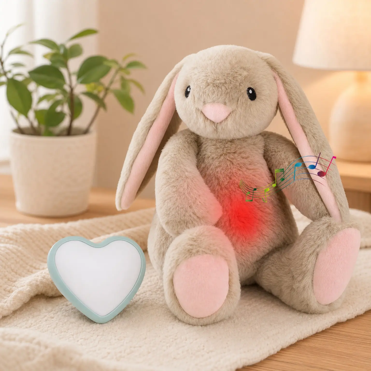 Baby Soother Cry Activated Sensor Plush Toy, Heartbeat Bunny Stuffed Animal for Newborn Infants, Vibrating with Mom’s Heartbeat, Baby Shower Gifts for Girls and Boys(Gift)