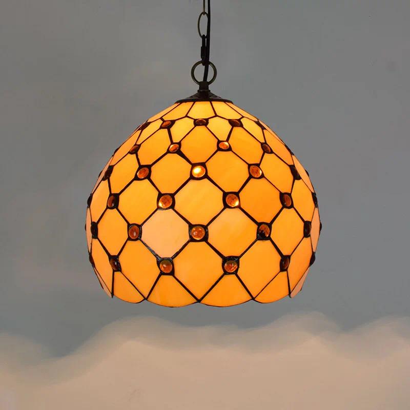 European-style vintage Tiffany colored glass bar restaurant chandelier creative country-style glass lantern