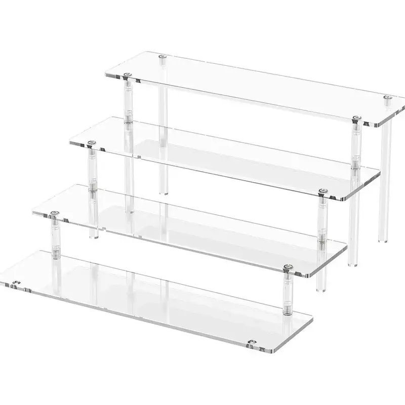 4-Tier Acrylic Display Rack - Elegant Shelf Organizer, Cologne Stand Display, Modern Home Decor for Party Serving, Action Figure & Cupcake Dessert Storage